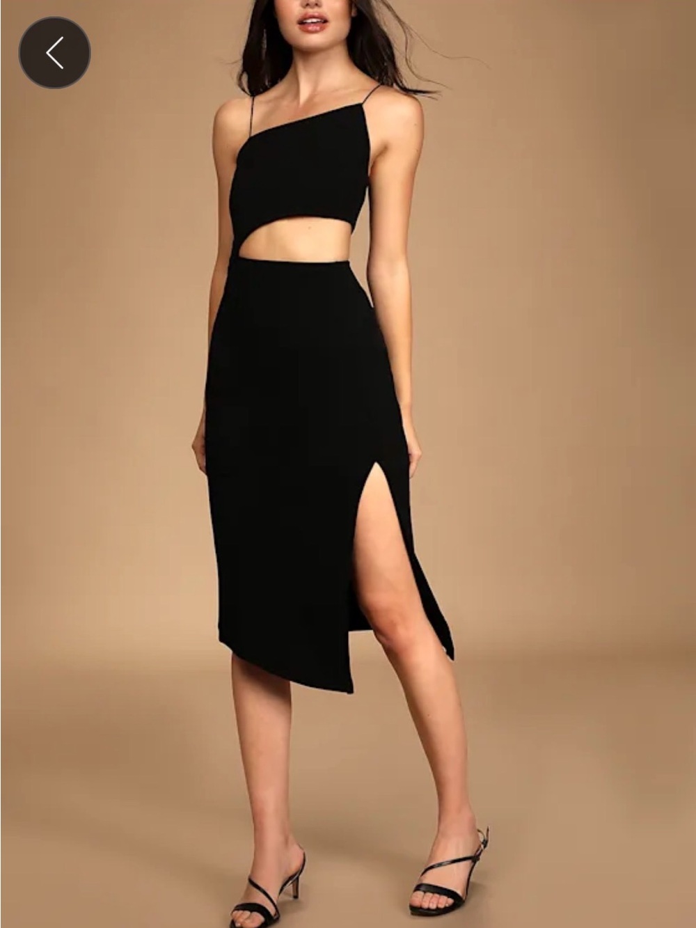 Lulus Black Asymmetric Midi Dress with Cutout - Women’s size S